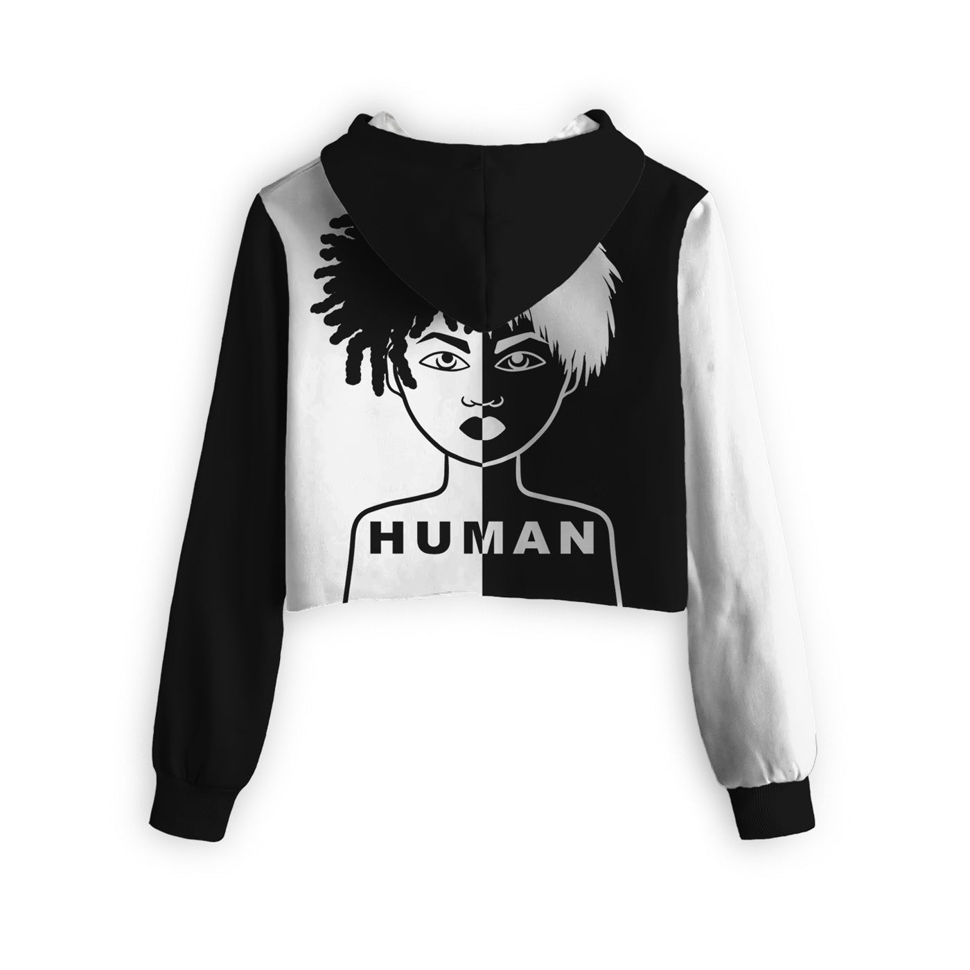 White & Black Cropped Hoodie