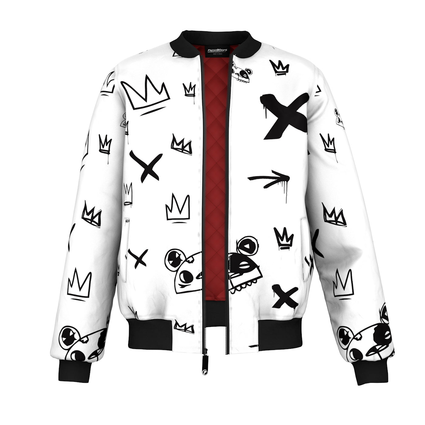 Kings Pattern White Bomber Jacket