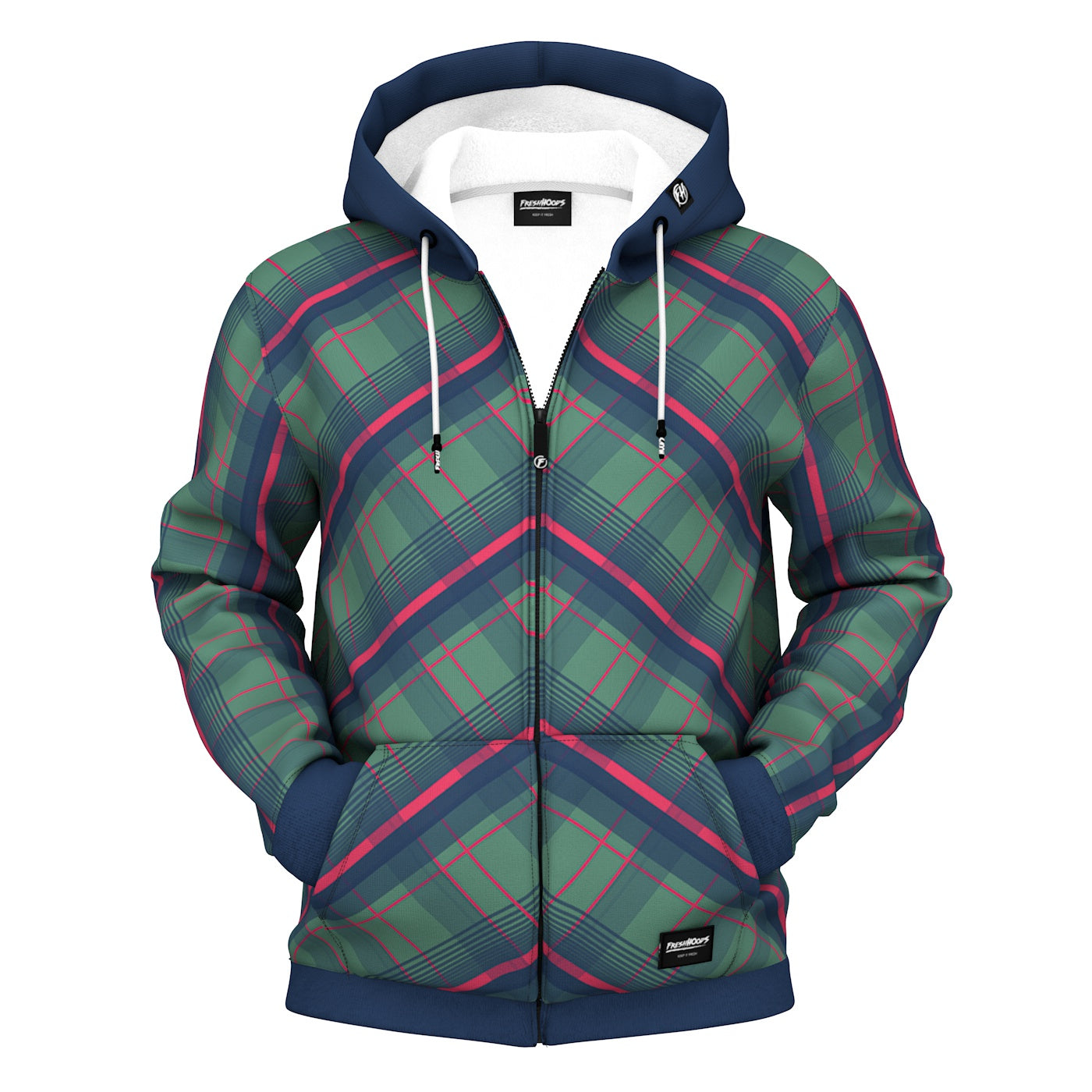 Mid Plaid Zip Up Hoodie