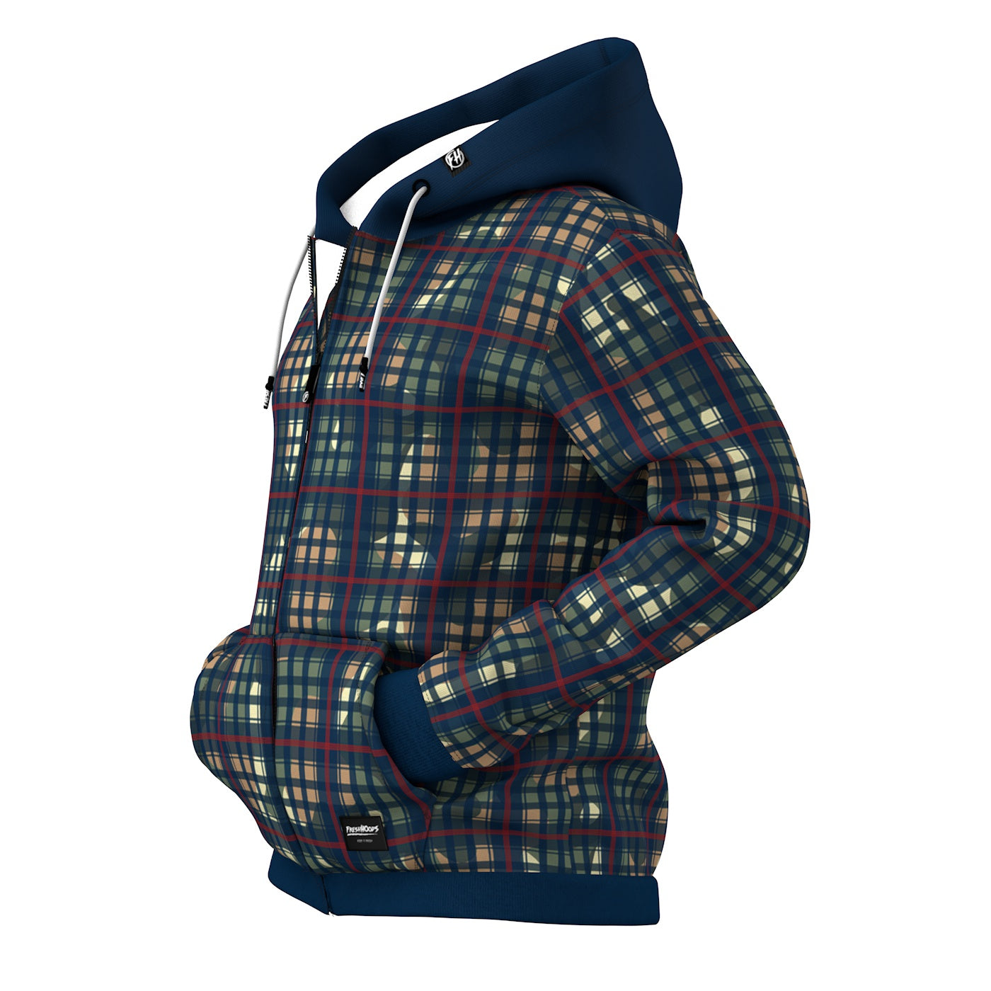 Multiplaid Zip Up Hoodie