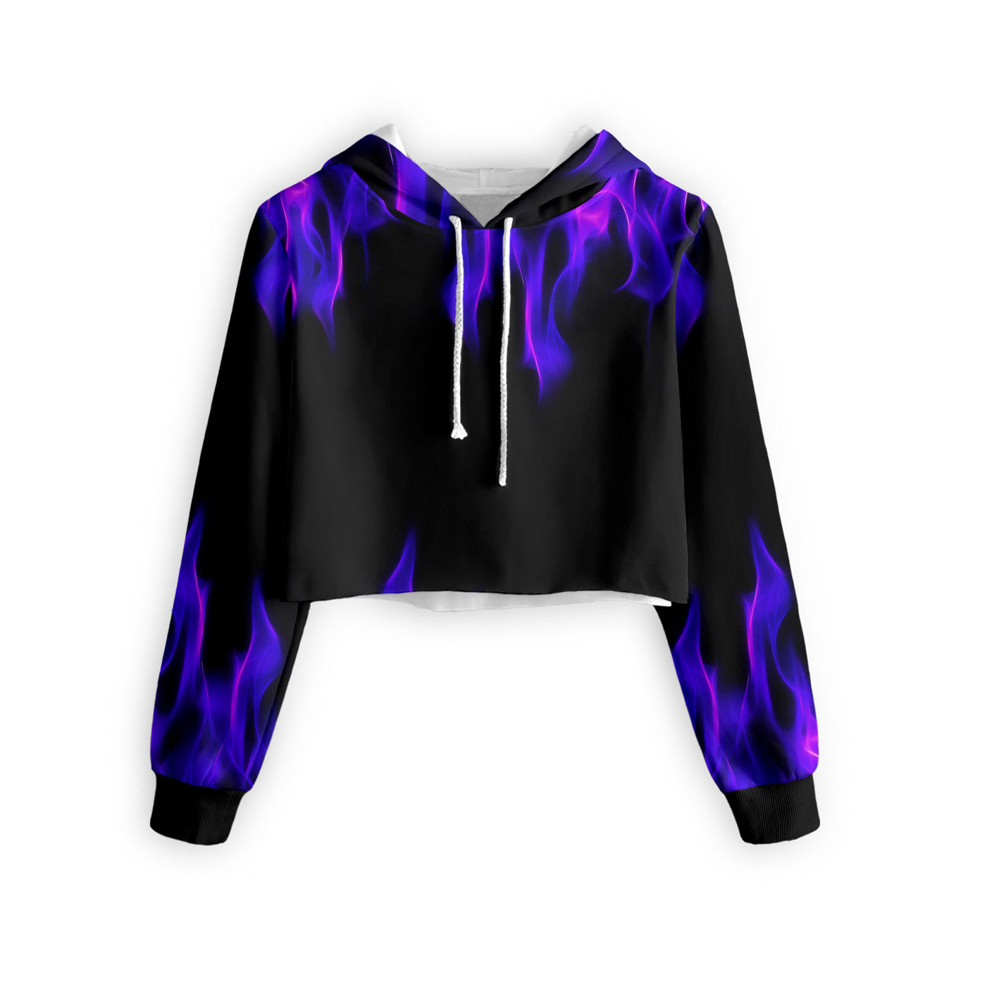 Purple Flame Cropped Hoodie