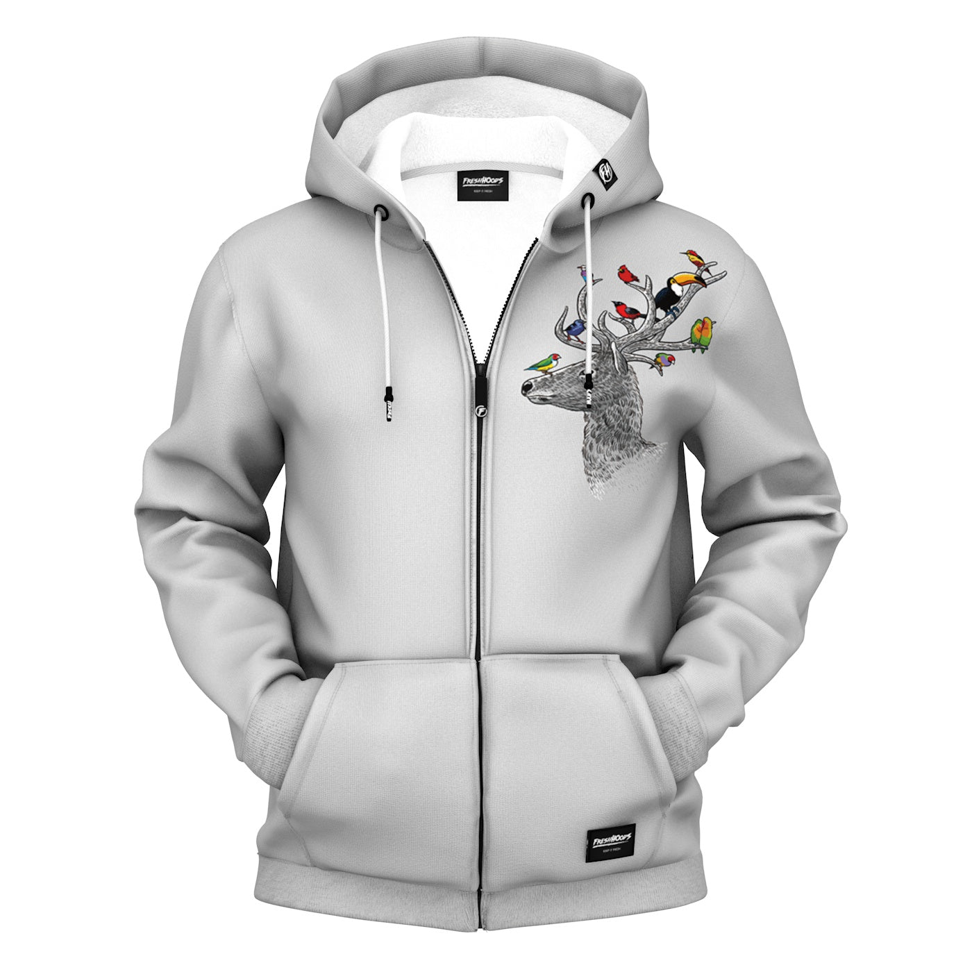 Tropical Birds Zip Up Hoodie