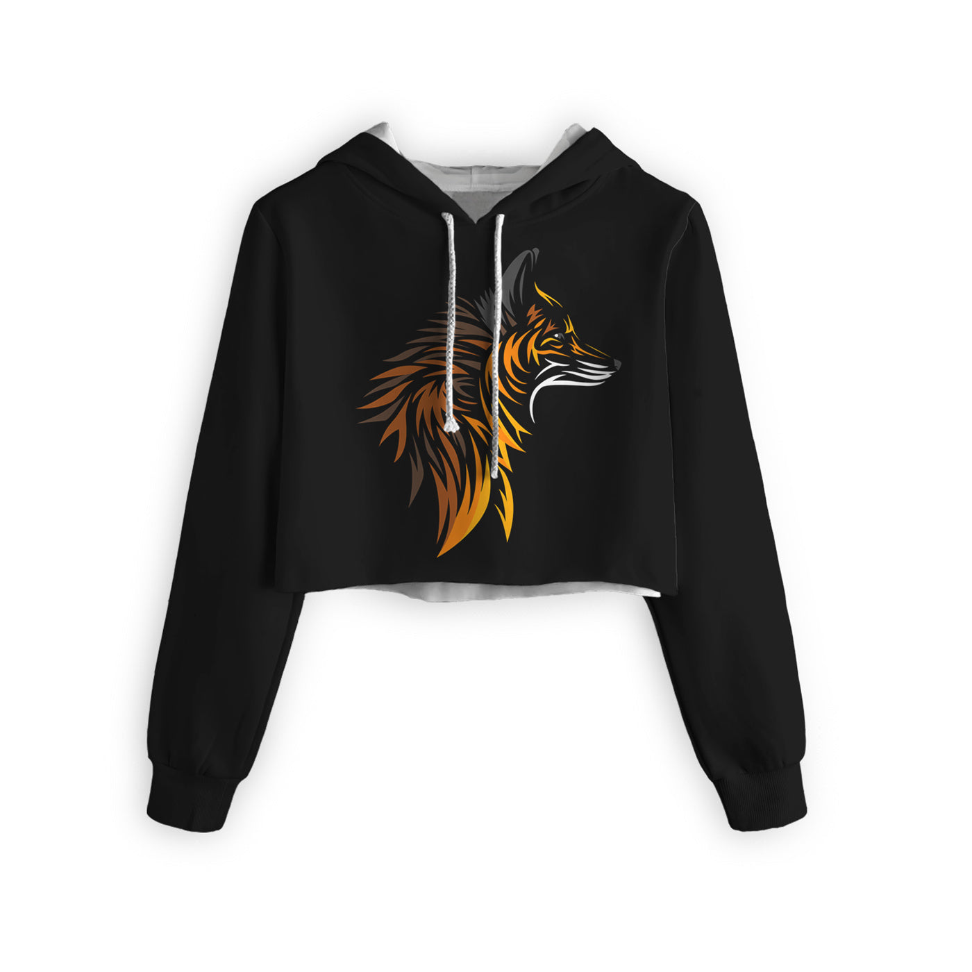 Tribal Fox Cropped Hoodie